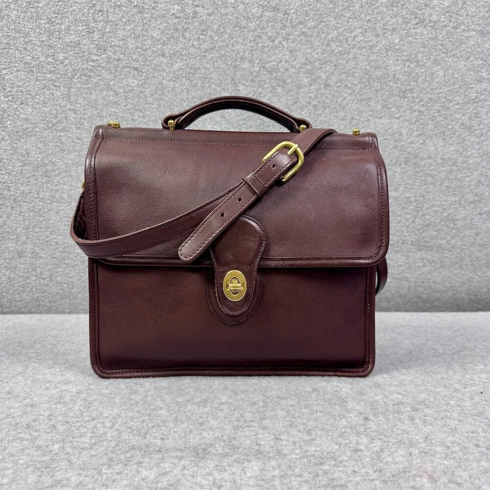 Coach Willis Vintage Crossbody Shoulder Bag Brown Turnlock Medium Top